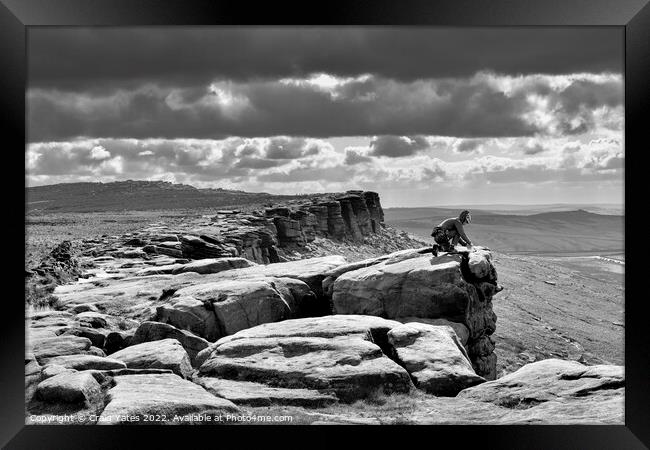 Stanage Edge Rock Climber Framed Print by Craig Yates