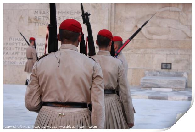 Greek soldiers - Evzoni in Athens Print by M. J. Photography