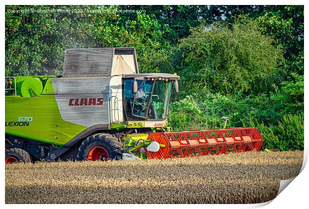 A Combine Harvesting the Field Print by Stephen Pimm