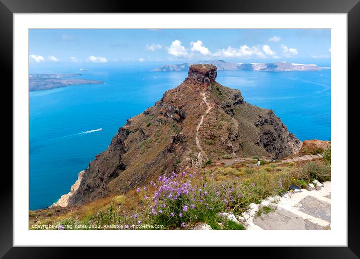 Skaros Rock Santorini Greece Framed Mounted Print by Craig Yates