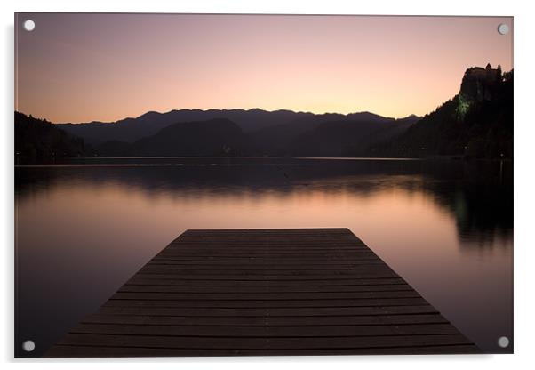 Lake Bled at sunset Acrylic by Ian Middleton