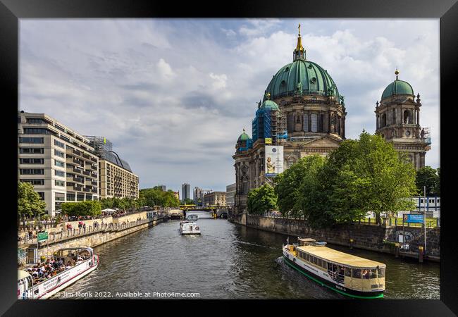 Sightseeing on the river Spree Framed Print by Jim Monk