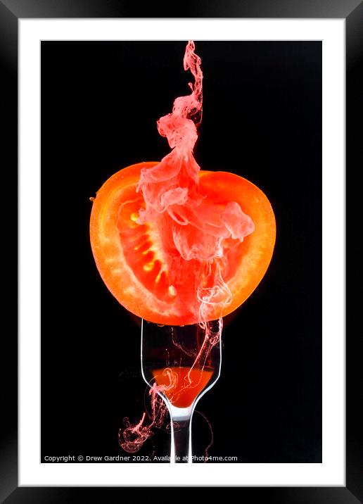 Dissolving Tomato  Framed Mounted Print by Drew Gardner