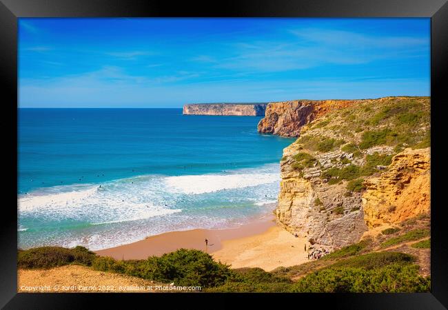 Cliffs of the coast of Sagres, Algarve - 2 - Orton glow Edition  Framed Print by Jordi Carrio