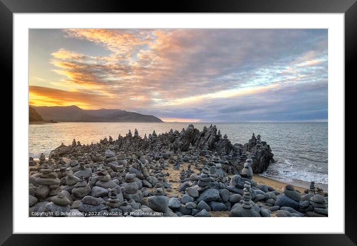 Stone Stacks Port Douglas Sunset Framed Mounted Print by Julie Gresty