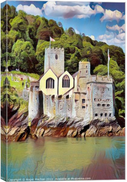 Tudor Fortress on River Dart Canvas Print by Roger Mechan