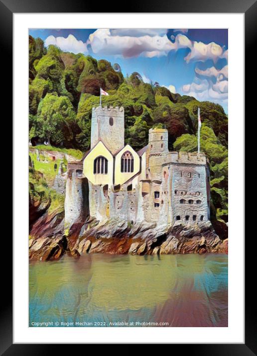 Tudor Fortress on River Dart Framed Mounted Print by Roger Mechan