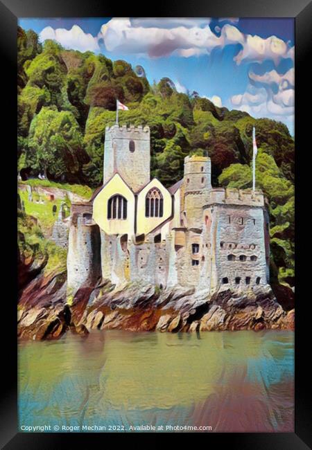 Tudor Fortress on River Dart Framed Print by Roger Mechan