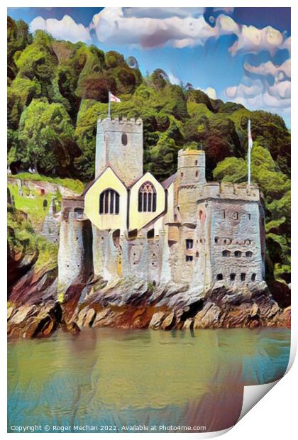 Tudor Fortress on River Dart Print by Roger Mechan