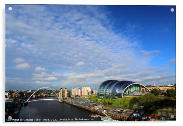 Gateshead Millennium Bridge and The Sage, Newcastle-upon-Tyne, England, UK Acrylic by Geraint Tellem ARPS