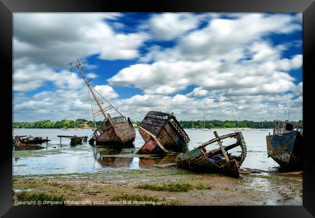 Pin Mill Boat Graveyard Framed Print by DiFigiano Photography
