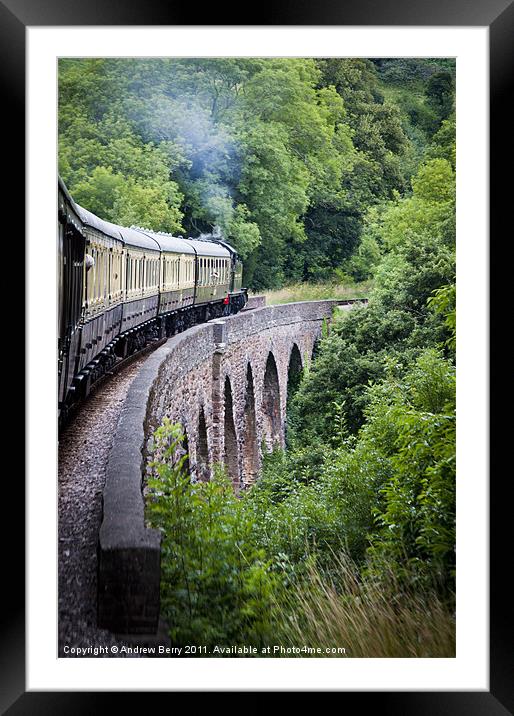 Lytham Manor Steam Train on the Viaduct Framed Mounted Print by Andrew Berry