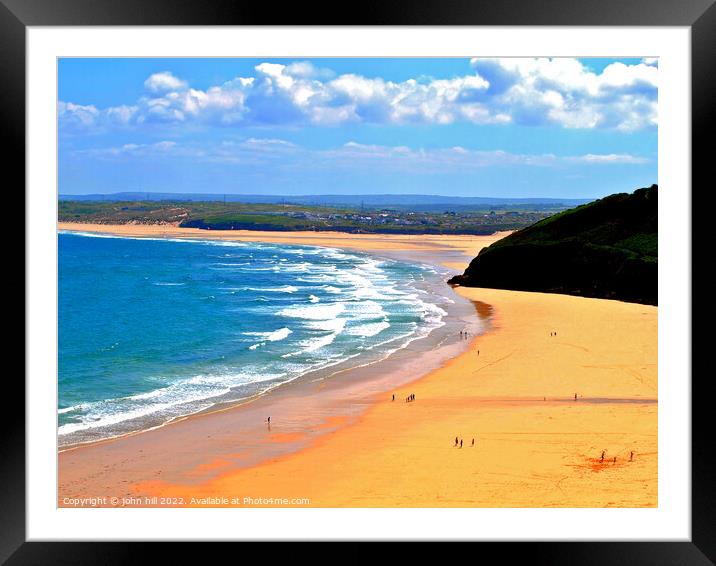Carbis Bay and Hayle sands, St.Ives. Framed Mounted Print by john hill