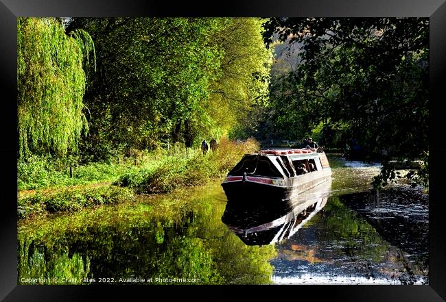 Birdswood Canal Boat Cromford Canal Derbyshire Framed Print by Craig Yates