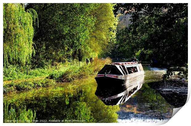 Birdswood Canal Boat Cromford Canal Derbyshire Print by Craig Yates