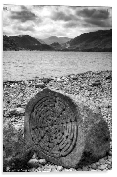 Millennium Stone Derwent Water  Acrylic by Craig Yates