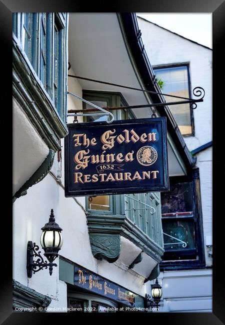 The Golden Guinea Restaurant, Looe, Cornwall Framed Print by Gordon Maclaren
