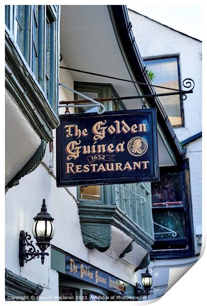 The Golden Guinea Restaurant, Looe, Cornwall Print by Gordon Maclaren