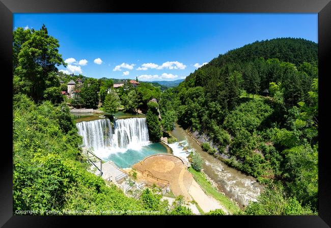 Jajce town in Bosnia and Herzegovina, famous for the beautiful waterfall on the Pliva river Framed Print by Sergey Fedoskin