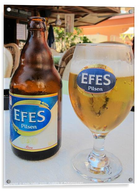 Efes Turkish Pilsner beer Acrylic by Kevin Hellon