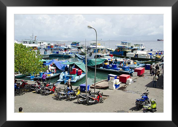 busy harbor of Male' Maldives Framed Mounted Print by Hassan Najmy