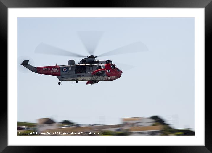 Royal Navy Rescue Helicopter Framed Mounted Print by Andrew Berry