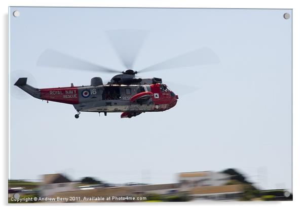 Royal Navy Rescue Helicopter Acrylic by Andrew Berry