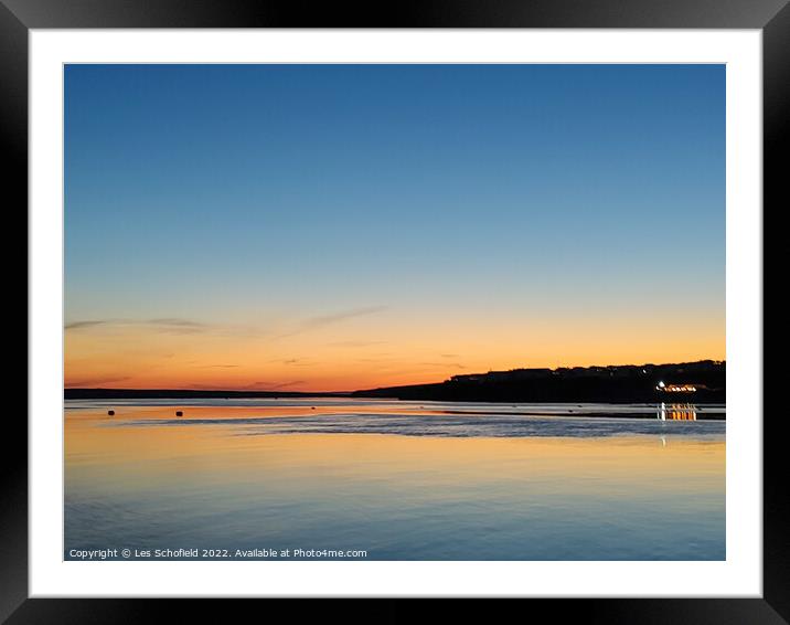 Blue hour in Weymouth  Framed Mounted Print by Les Schofield