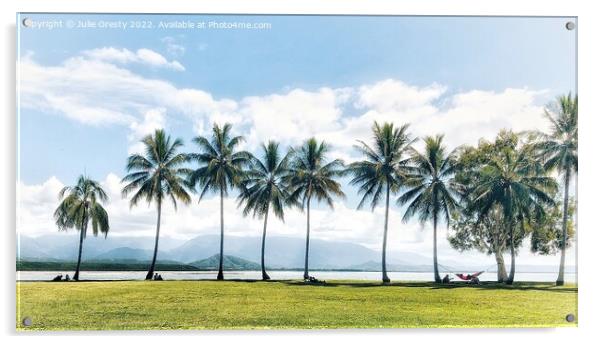 Port Douglas Queensland Palm Trees and Hammock Acrylic by Julie Gresty