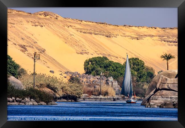Felucca on the Nile in Egypt Framed Print by Vassos Kyriacou