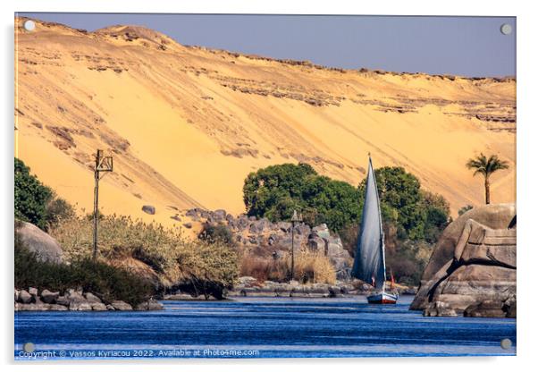 Felucca on the Nile in Egypt Acrylic by Vassos Kyriacou