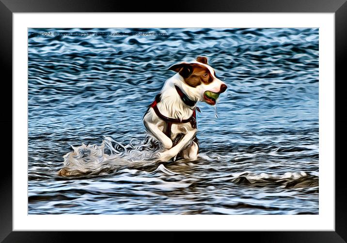 Fetch The Ball (Digital Art Version) Framed Mounted Print by Kevin Maughan