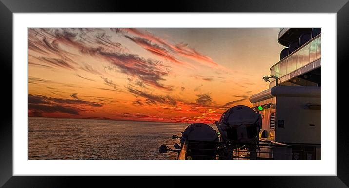 Sun set on the Baltic sea Framed Mounted Print by simon cowan