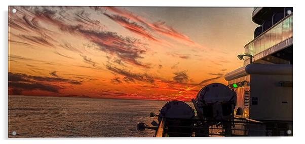 Sun set on the Baltic sea Acrylic by simon cowan