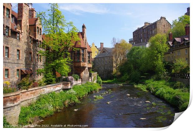 Dean Village and Water of Leith, Edinburgh Print by Lee Osborne