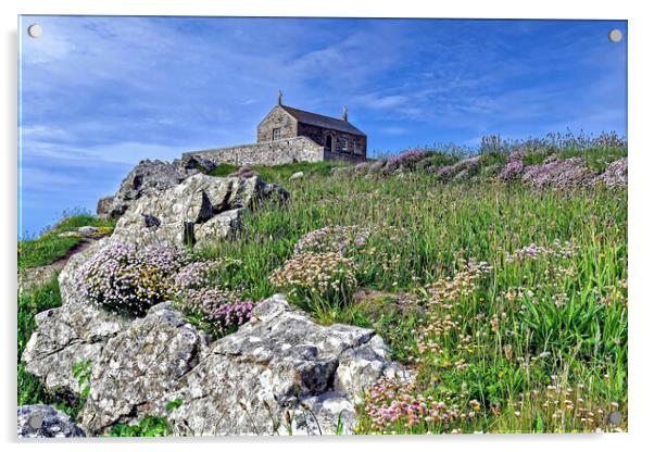 St Nicholas Chapel St Ives Cornwall Acrylic by austin APPLEBY