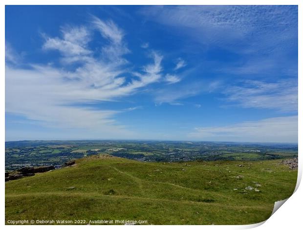 South Devon from Western Beacon, Dartmoor Print by Deborah Watson