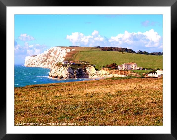 Freshwater bay and Tennyson down, Framed Mounted Print by john hill