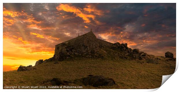 Sunrise at St. Nicholas Chapel, St Ives, Cornwall, Print by Stuart Wyatt