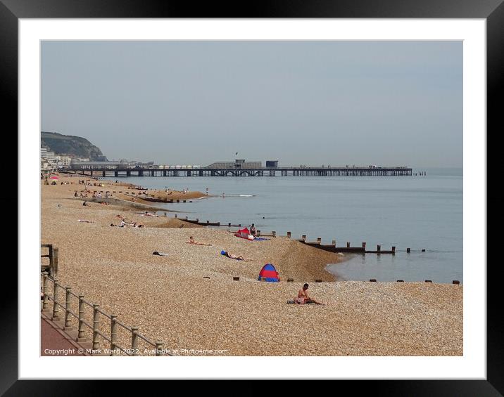 Hastings Beach on a Hazy Lazy Day in June. Framed Mounted Print by Mark Ward