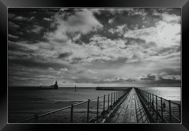 Monochrome North Sea Sunrise Framed Print by Jim Jones