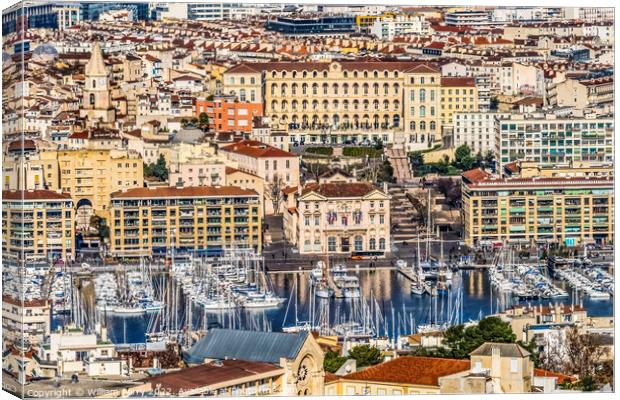 Hotel de Ville Town Hall Cityscape Harbor Marseille France Canvas Print by William Perry