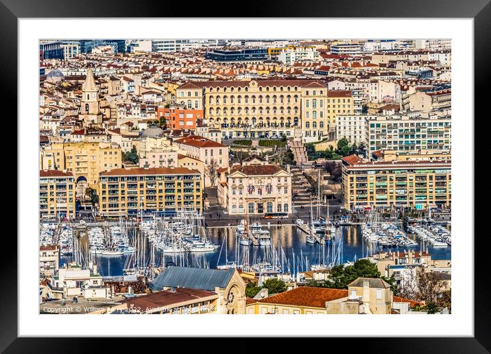 Hotel de Ville Town Hall Cityscape Harbor Marseille France Framed Mounted Print by William Perry