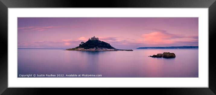St Michael's Mount Dawn Panorama, Cornwall Framed Mounted Print by Justin Foulkes