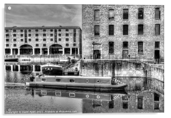 Narrowboat Albert Dock  Acrylic by David Pyatt