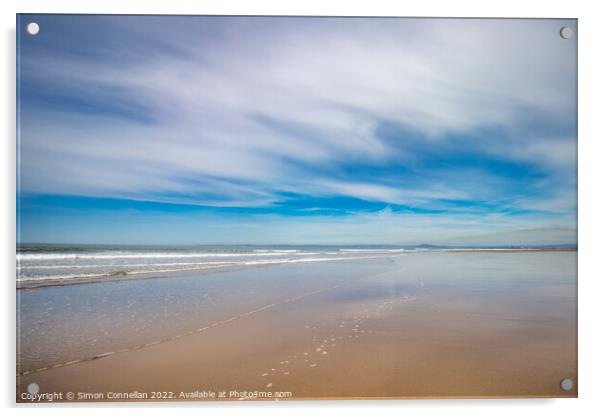 Kenfig Beach and Swansea Bay Acrylic by Simon Connellan