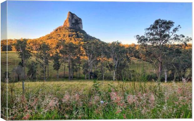 Mount Coonowrin Glass House Mountains Queensland at Sunset Canvas Print by Julie Gresty