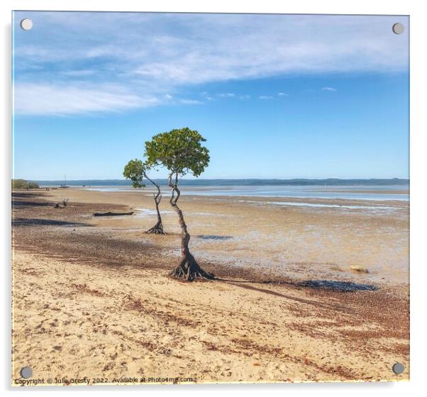 Mangrove Trees on Mud Flats Poona Qld Acrylic by Julie Gresty