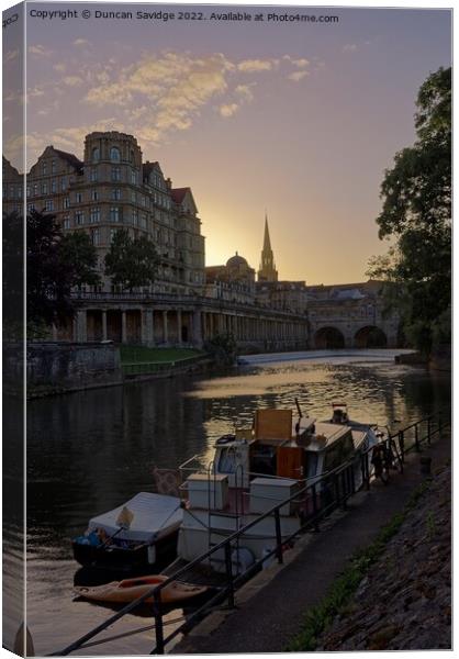 Sunset over Pulteney Weir Bath Canvas Print by Duncan Savidge