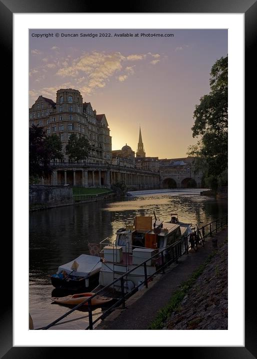 Sunset over Pulteney Weir Bath Framed Mounted Print by Duncan Savidge